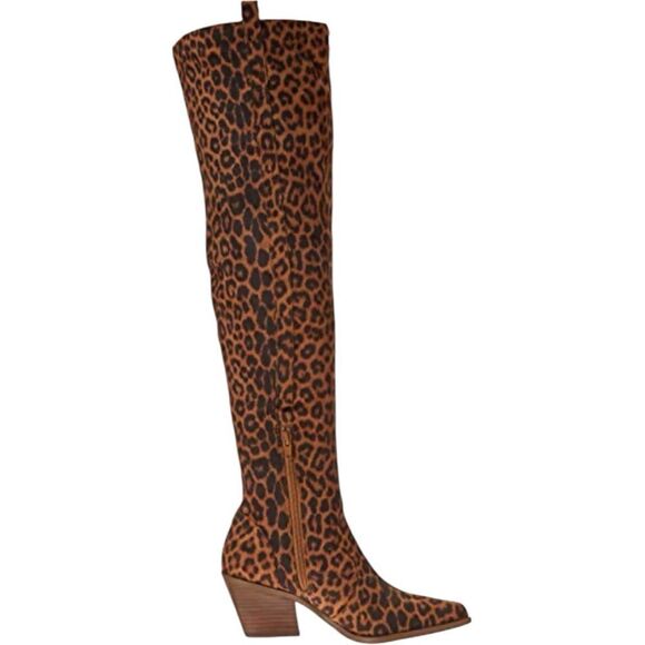 Jessica Simpson Zeana Leopard Print Suede Knee-High Boots - Picture 3 of 14